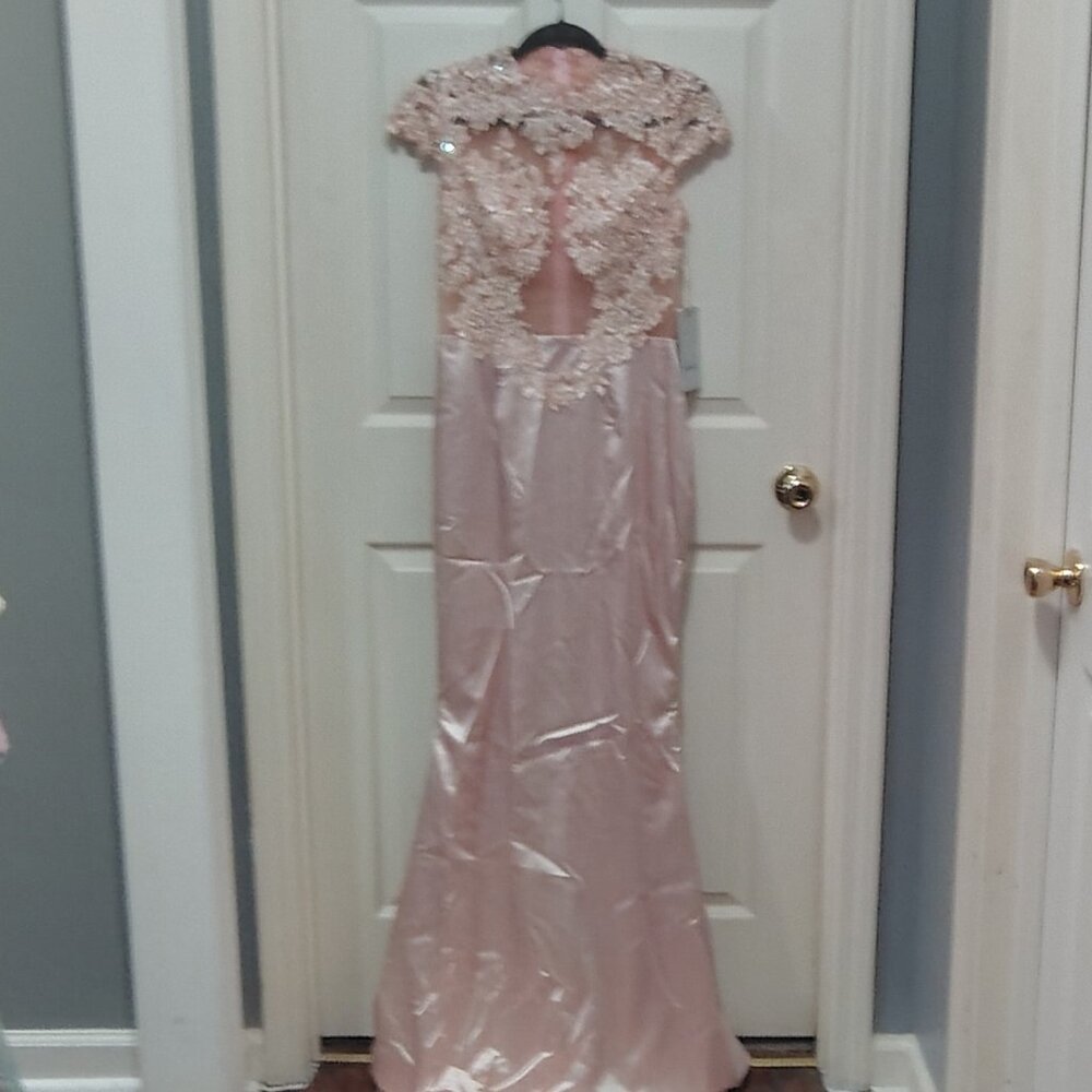 NWT Light Pink Long Formal Prom Pageant Sequin Evening Wedding Gown Dress 6